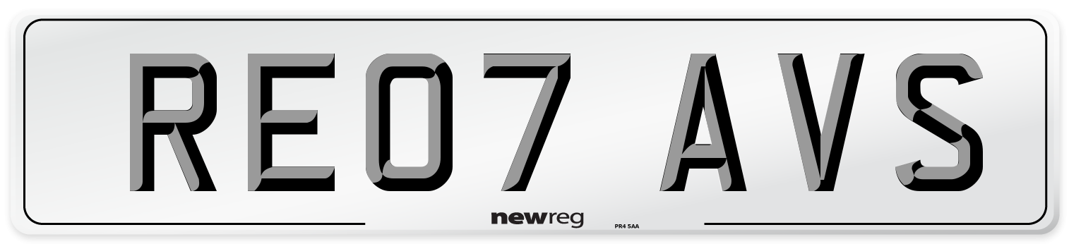RE07 AVS Number Plate from New Reg